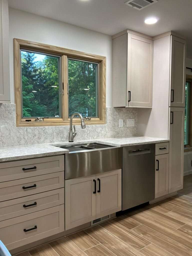 Kitchen remodel with new sink and counters by Nuvista Designs General Contractors in Bergen County, NJ