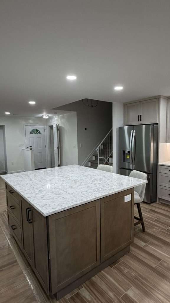 Kitchen remodel with center island by Nuvista Designs General Contractors in Bergen County, NJ