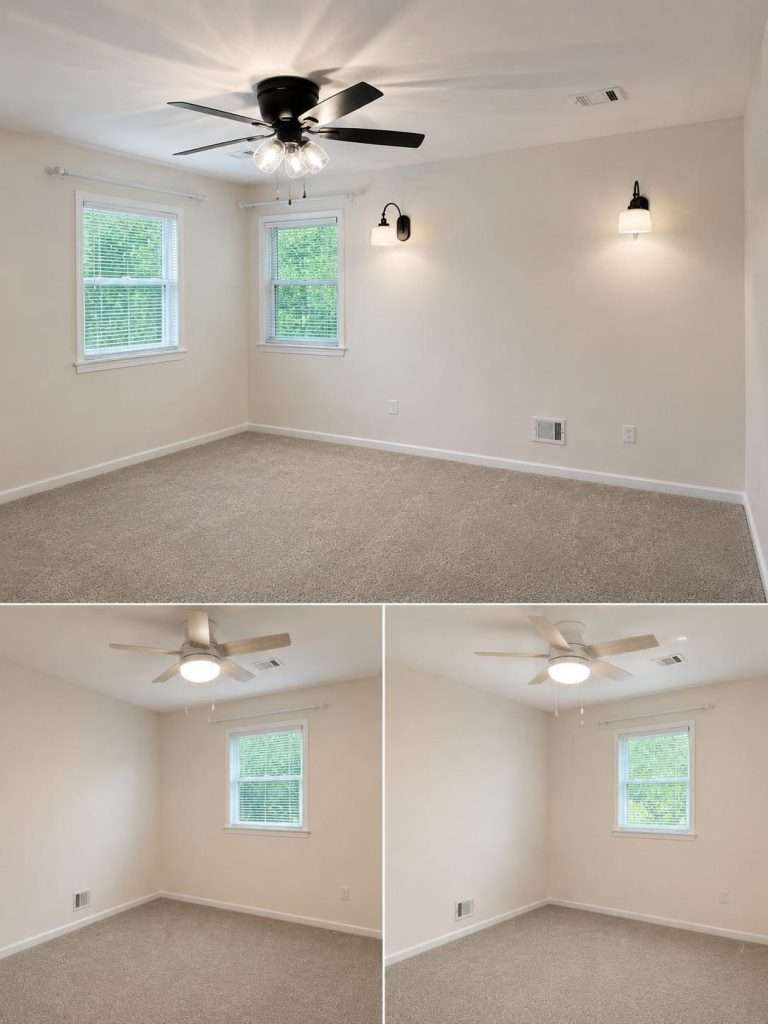 Newly renovated bedrooms with fresh paint and new carpet by Nuvista Designs General Contractors in Bergen County, NJ