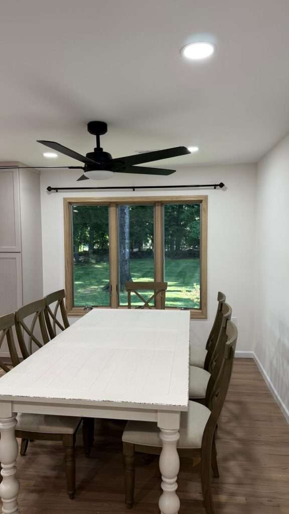 Renovated dining room with new windows by Nuvista Designs General Contractors in Bergen County, NJ